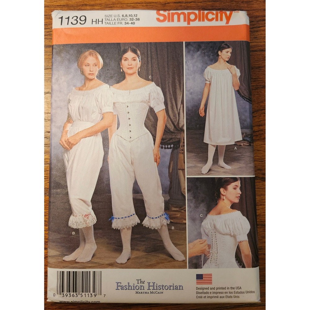 Simplicity 1139 Martha McCain Fashion Historian Civil War Undergarments Pattern